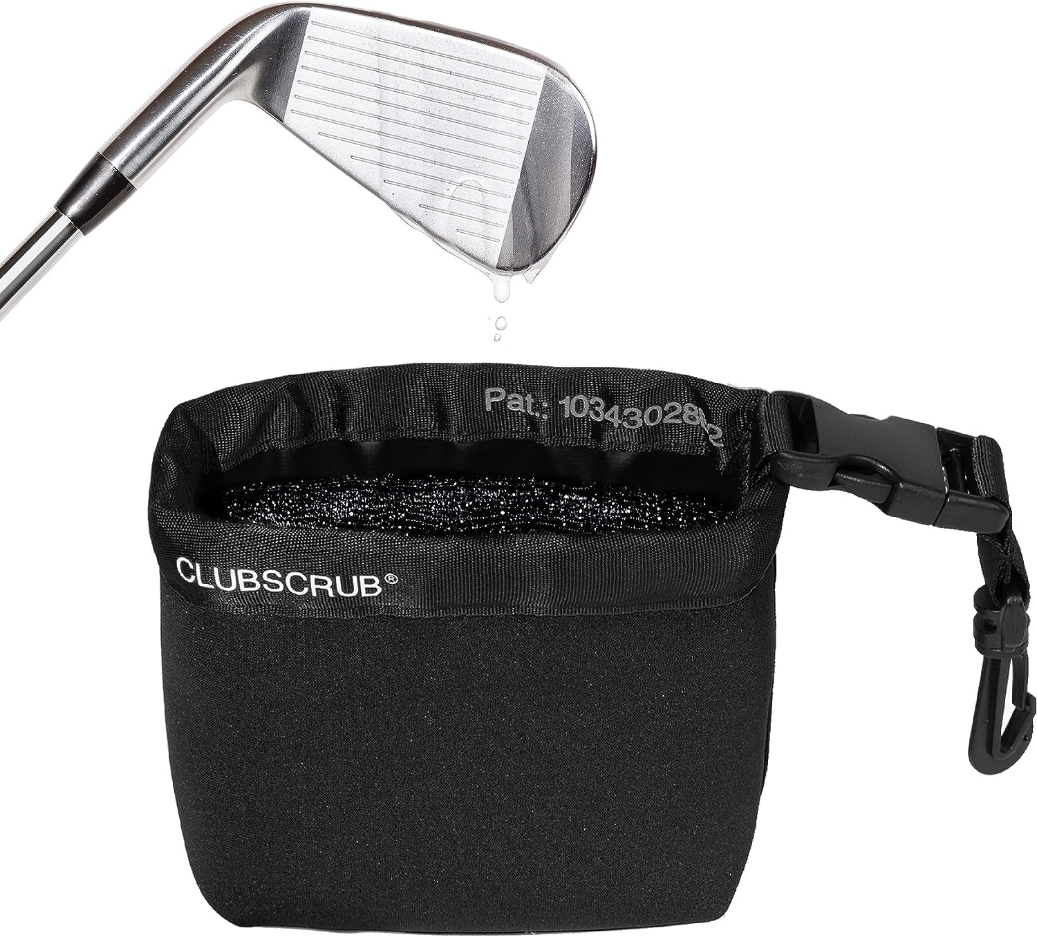 Club Scrub Golf Club and Golf Ball Cleaning Bag, Waterproof Clean Face Technology Liner, Detachable Clip, Machine Washable, Cleans Club Grooves, Dry Exterior Neoprene 