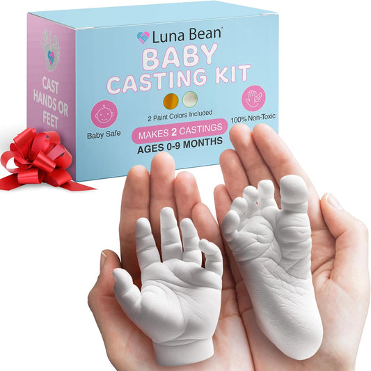 Baby Keepsake Hand Casting Kit - Plaster Hand Molding Casting Kit for Infant Hand & Foot Molding - Baby Casting Kit for First Birthday, Christmas & Newborn Gifts - (Clear Sealant - Gloss)