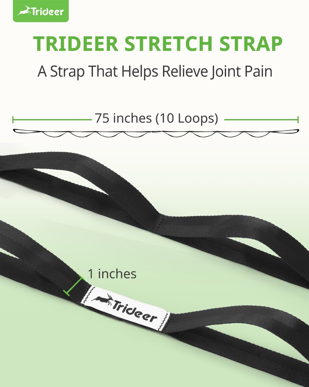 Stretching Strap Yoga Strap Physical Therapy for Home Workout, Exercise, Pilates and Gymnastics, 10 Loops Non-Elastic Stretch Bands with Aesthetic Packaging for Women & Men