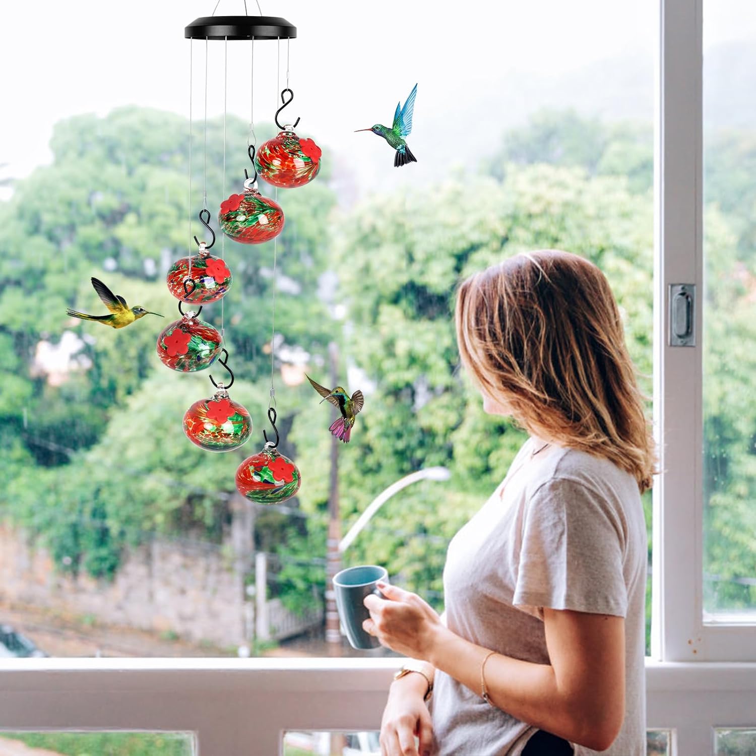 Leak-Proof Hummingbird Feeder Wind Chimes - Ant & Bee Resistant, Durable Outdoor Hanging Decor - Attract More Hummingbirds to Your Garden Today