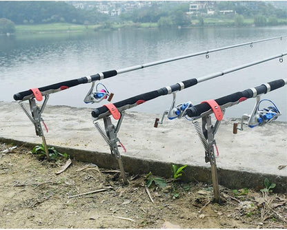 Automatic Spring Fishing Rod Holder for Ground Bank Fishing Pole Holder Hook Setter Adjustable High Sensitivity Stainless Steel Spring Loaded Rod Holder 