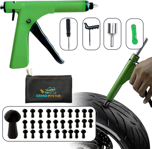 36 Pcs Tubeless Tire Gun Puncture Repair Kit with Mushroom Plug for Tyre Punctures and Flats on Cars, Motorcycles, ATV, Trucks & Tractors