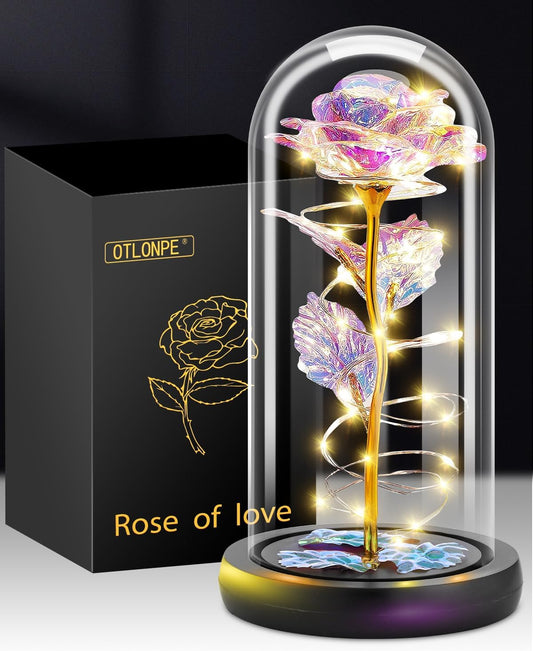 Rose Flower Gifts for Women,Mothers Day Flowers Gifts for Mom Wife from Daughter, Birthday Gifts for Women Best Friend Her Girlfriend,Glass Rose Grandma Mom Gifts for Mothers Day