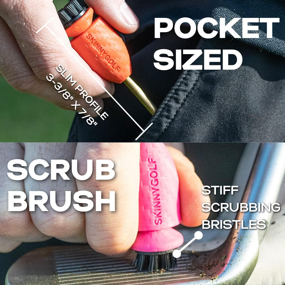 Pocket Caddie the Ultimate 4-In-1 Golf Tool with Scrub Brush, Brass Tip Groove Cleaner, Divot Repair & Ball Marker Fits Easily in Your Pocket Holds Any Ball Marker