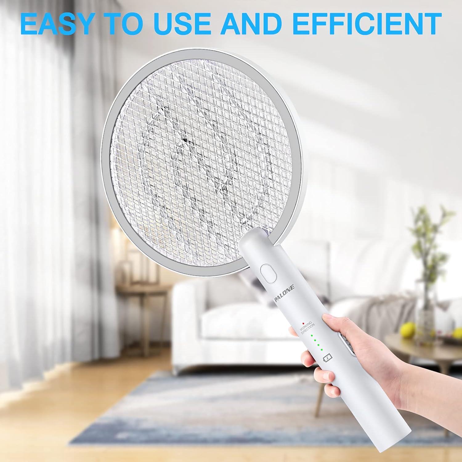 Electric Fly Swatter 3000V Bug Zapper Racket 2 in 1 Fly Swatter with 1200Mah Battery Rechargeable Mosquito Killer Lamp with 3 Layers Safety Mesh for Indoor and Outdoor