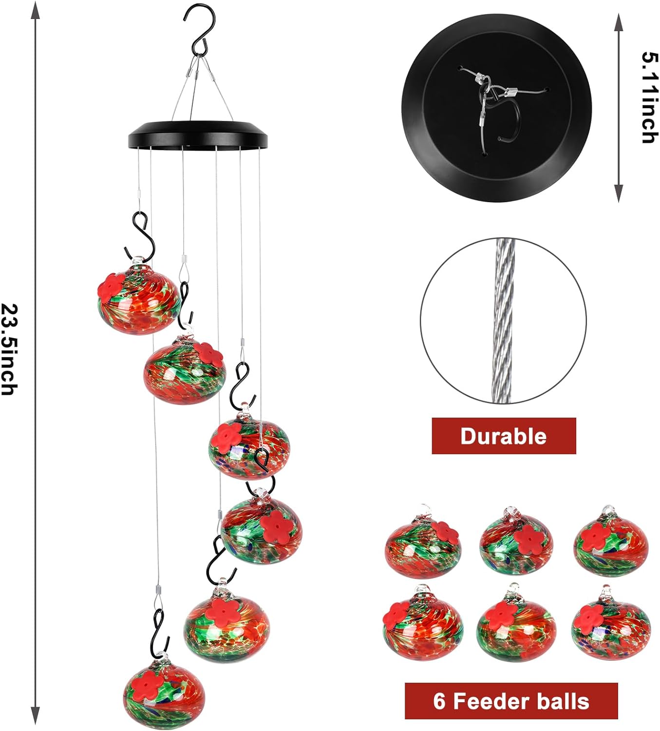 Leak-Proof Hummingbird Feeder Wind Chimes - Ant & Bee Resistant, Durable Outdoor Hanging Decor - Attract More Hummingbirds to Your Garden Today