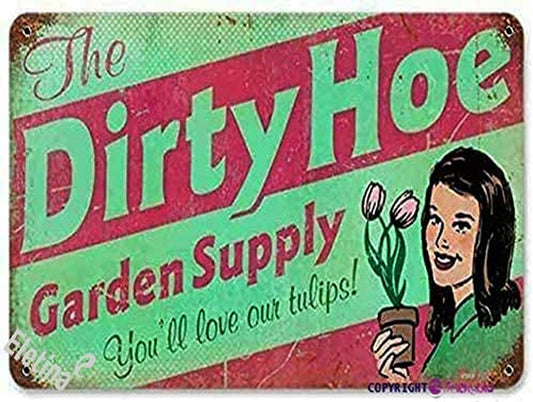 Retro Metal Sign/Dirty Hoe Garden Supply Vintage Metal Sign Sun Surf Sand CA Steel Not Sign Retro Look Home Club Bar Wall Art Decoration Metal Tin Sign 12 X 8 Inch