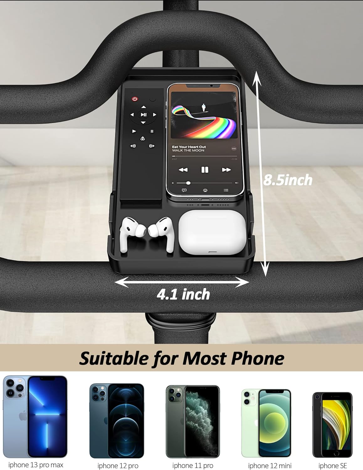 Phone Holder for Peloton Bike And Accessories, Built-in Anti-Slip Silicone mat Mount Tray, Peloton Phone Holder for iPhone, iPad - Easy Installation