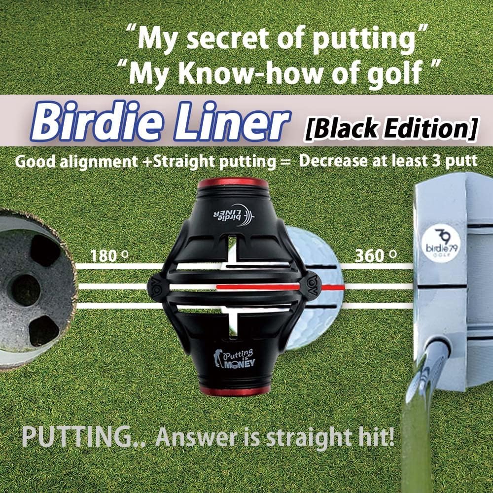 Premium Quality360-Degree Birdie Liner Drawing Alignment Tool Kit- 360-Degree Triple 3-Line Golf Ball Marker Stencil with Gift Box Including 3 Color Marker Pens-Patent Pending.