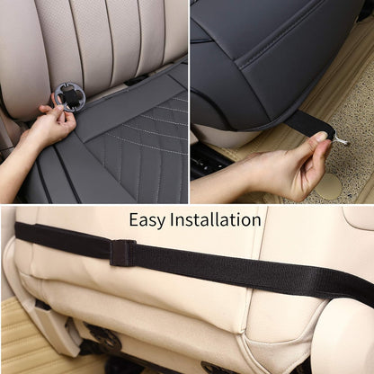 Premium PU Car Seat Cover - Front Seat Protector Works with 95% of Vehicles - Padded, Anti-Slip, Full Wrapping Edge - (Dimensions: 21'' X 20.5'') - 1 Piece (Gray)