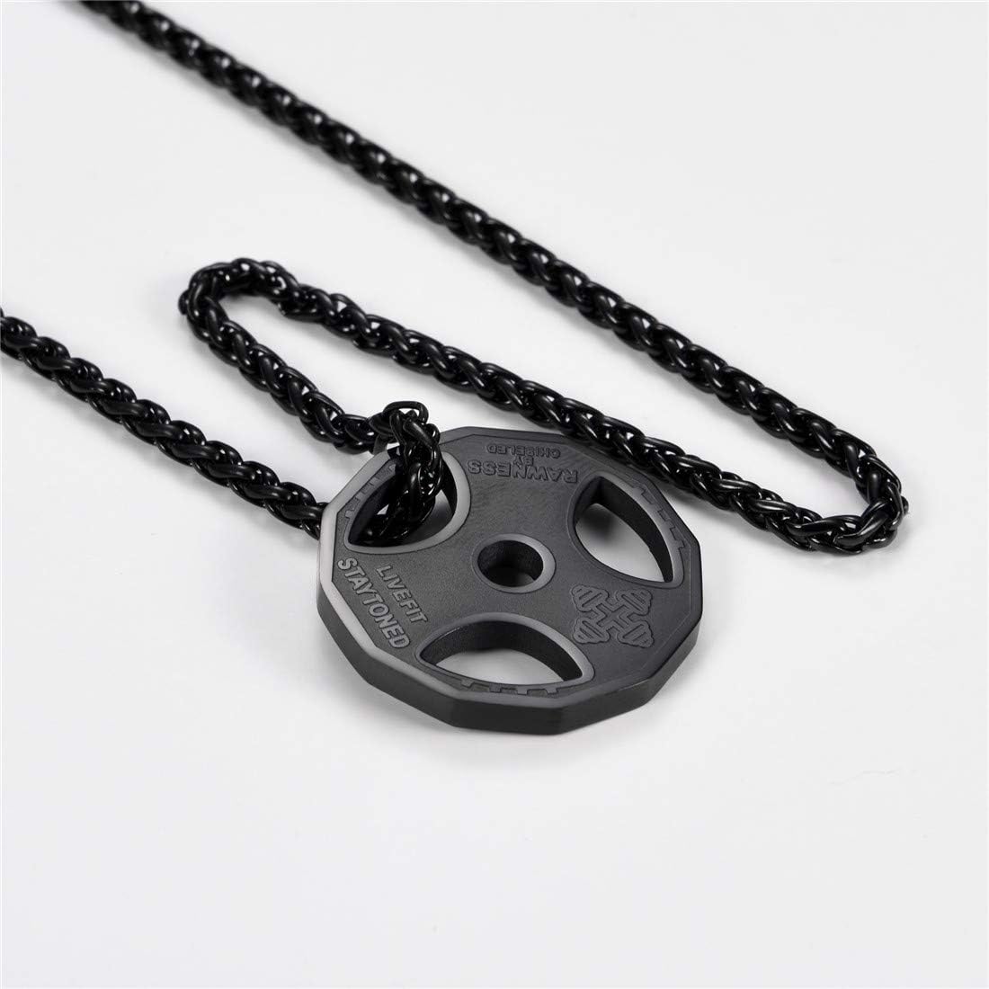 U7 Fitness Stainless Steel Weight Plate Fitness Necklace - Elevate Your Style and Motivation!