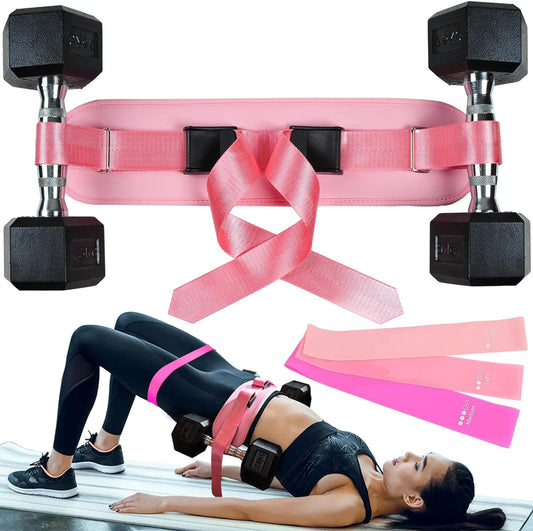 3-in-1 Hip Thrust Booty Belt Fitness Home Workout Bundle - Elevate Your Workout Now! 
