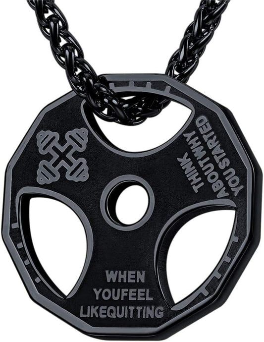 U7 Fitness Stainless Steel Weight Plate Fitness Necklace - Elevate Your Style and Motivation!